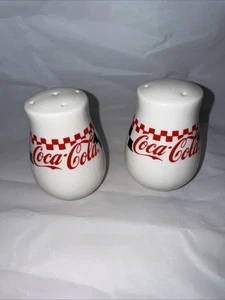 Vintage 1996 Gibson Coca-Cola Red Checkered Salt & Pepper Shakers - Diner Style - Picture 1 of 3