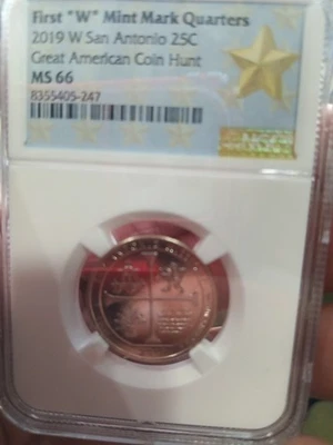 2019 W San Antonio Missions NP Quarter 25c NGC MS 66 West Point - Image 1 of 4