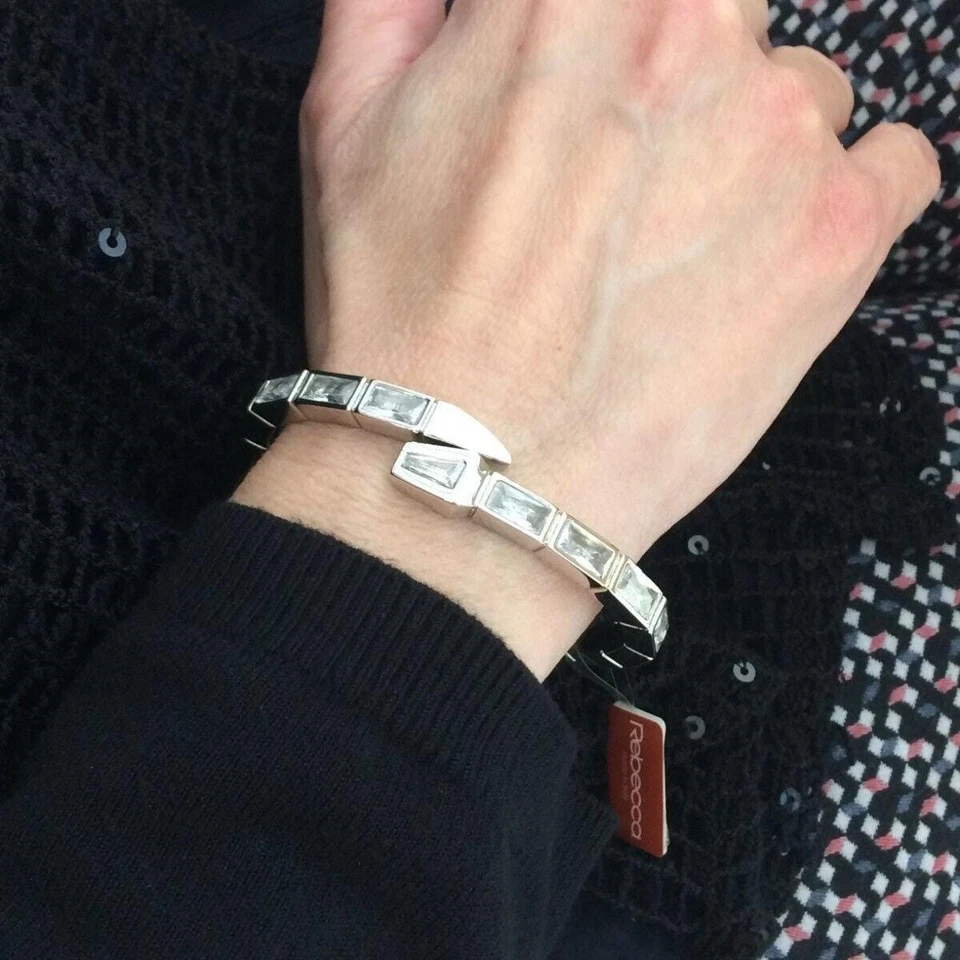 Brazalete Rebecca Italiano Para Mujer Acero Inoxidable Iside Serpiente con Baguette Circonita cúbica Foto 1 de 4