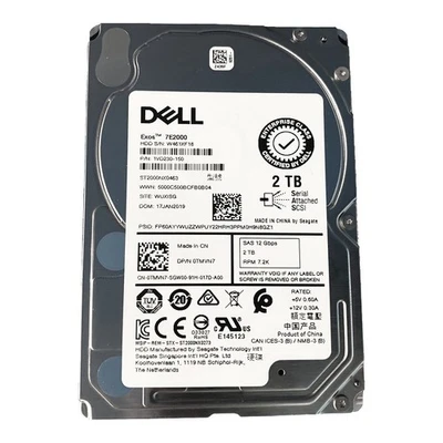 Hard Drive Dell 2TB 7.2K SAS 12G 2.5" 512e 128MB TMVN7 - Bild 1 von 2