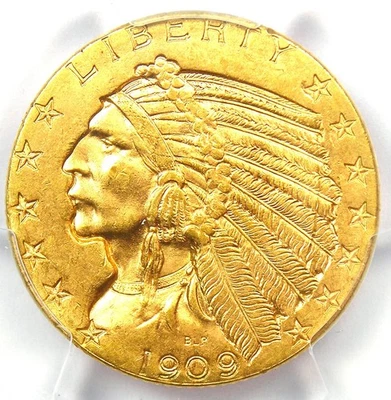 1909-D Indian Gold Half Eagle $5 Coin - PCGS MS64+ Plus Grade - $5,000 Value - Image 1 of 4