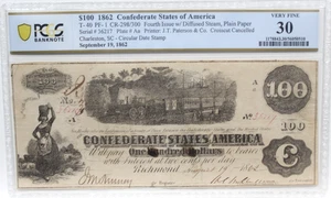 T-40 1862 $100  Confederate States   Civil War CHARLESTON PCGS 30  VF PF-1 R3 - Picture 1 of 4