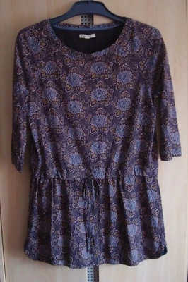 WHITE STUFF Purple Floral JERSEY TUNIC TOP with Drawstring Waist 12 - Image 1 of 4