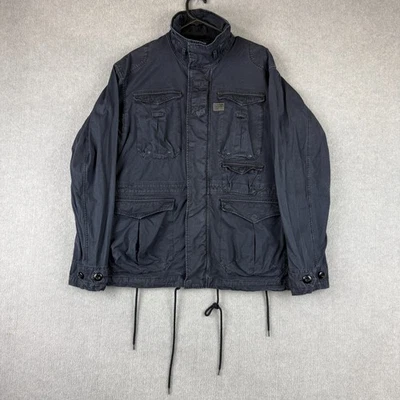 G Star Jacket Mens Medium Navy Blue Armoured Field Military Safari Style Canvas - Image 1 of 4