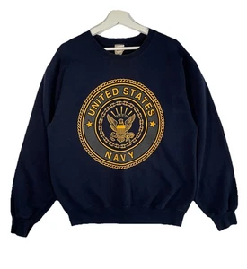 Vintage US Navy Soffe Sweatshirt Herren mittelblau Pullover Grafikdruck schwer - Bild 1 von 8