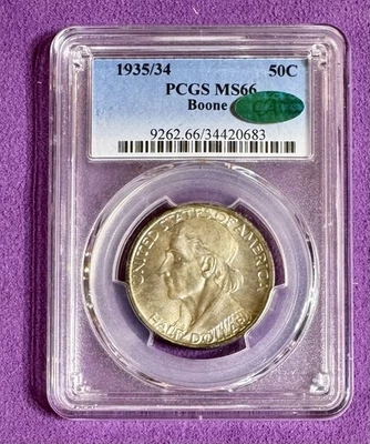 1935/34 Daniel Boone Commemorative Silver Half Dollar PCGS RARE MS66 CAC 50C 🎄 - Image 1 of 2