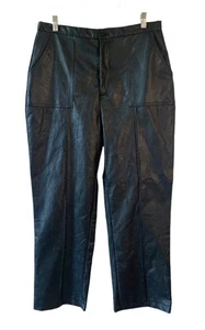 Pantalones PRINCESS POLLY Sólidos Encore Negro Imitación Cuero Tobillo Pierna Recta Talla 12 - Imagen 1 de 7