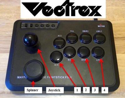 Mayflash Arcade Stick Modded Vectrex Hydra Controller Joystick Spinner Combo Mod - Image 1 of 4