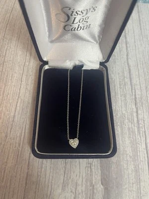 Ожерелье с сердцем из белого золота 14 карат с бриллиантами 0,21 карата - Изображение 1 из 3