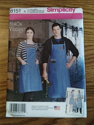 8151 Simplicity Sewing Pattern Boys', Girls' Misses' and Men's Aprons, New - Image 1 of 4