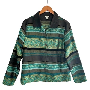 Bechamel Vintage Multiprint Multitextural Green Blazer LG Fairy Whimsical Unique - Picture 1 of 9