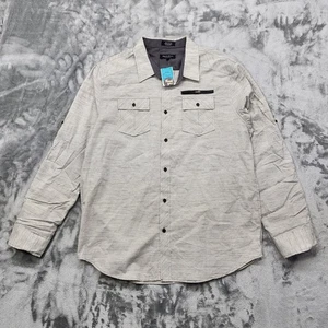 NEW Eighty Eight Platinum Shirt Mens XXL Gray Striped Cotton Button Up Roll Tab - Picture 1 of 13