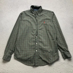 Ralph Lauren Button Down Dress Shirt Mens Medium Custom Fit Plaid Logo Green Red - Picture 1 of 8