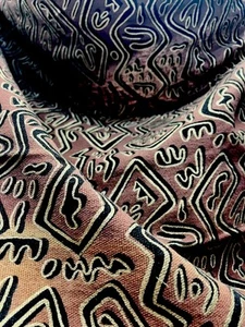 African Print Fabric Brown With Gold & Black. 10 Yards. Heavy Woven. - Picture 1 of 4