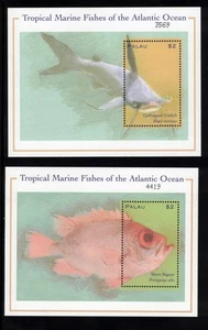 Palau #590-591 Atlantic Ocean Fish 2- Souvenir Sheets. 2000 Mint Never Hinged - Picture 1 of 3