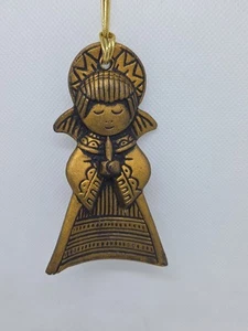 Estatuilla de ángel de Navidad coro cantor de tiza dorada vintage - años 70 - Imagen 1 de 5
