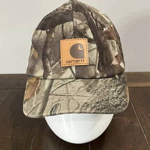 De colección Carhartt Aislado Trampero Sombrero Adulto LG/XL Camuflaje Orejeras Parche Cuero - Imagen 1 de 8