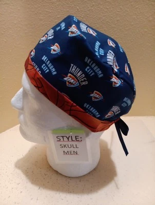 Oklahoma City Thunder (navy)  NBA Men's Skull/Chemo Surgical Scrub Hat/Cap Handm - Image 1 of 4