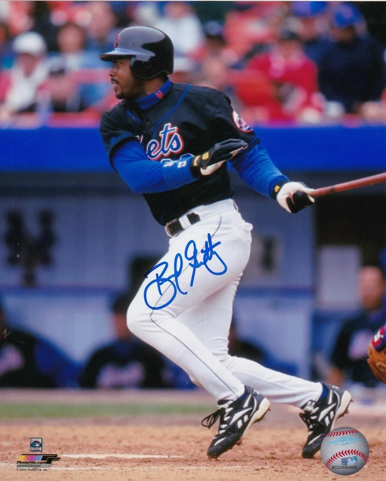 BERNARD GILKEY NEW YORK METS ACCIÓN FIRMADO 8x10 Foto 1 de 1