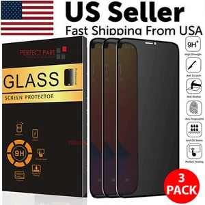 3 Pack For iPhone 16 15 14 13 12 Pro Max Privacy Tempered Glass Screen Protector - Picture 1 of 12