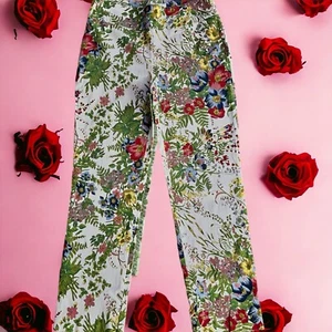 Joseph Ribkoff Womens Floral Pull-On Dress Pants Sz 8 Pixie Resort Wear 1w - Picture 1 of 6