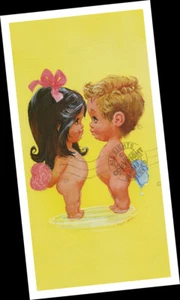 W M OTTO Ojo Grande niños niño + niña en baño KITSCH desnudo lindo ARTE años 70 Groovy - Imagen 1 de 6