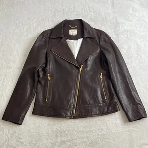 Kate Spade New York Lammleder Biker Motorrad Jacke Damen 8 braun gold 560 $ - Bild 1 von 21