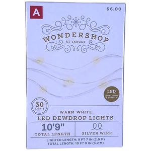 Wondershop Dewdrop String LED Lights 30ct Warm White Silver Wire 10'9" Christmas - Picture 1 of 6
