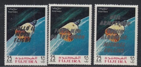 Juego FUJEIRA Apolo 11 Plata Sobreimpresiones MNH Foto 1 de 1