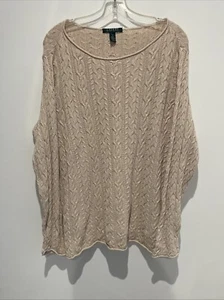 Lauren Ralph Lauren Womens Off White Cable Knit Pullover Sweater Size 1X - Picture 1 of 4