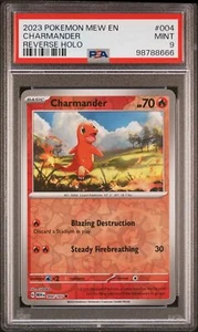 Charmander 2023 Pokemon Mew En-151 004/165 Reverse Holo PSA 9 - Foto 1 di 2