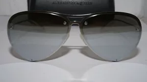 Alexander McQueen Sunglasses New Aviator Silver Mirror AM0102S 002 63 12 145 - Picture 1 of 11
