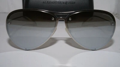 Gafas de sol Alexander McQueen nuevas aviador plateadas espejo AM0102S 002 63 12 145 Foto 1 de 4