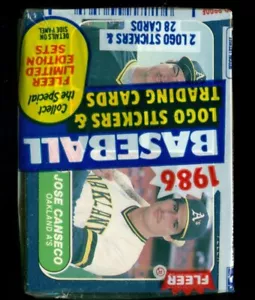 1986 Fleer ungeöffnetes Cellopack (28 Karten) mit Jose Canseco RC oben - NEUWERTIG - Bild 1 von 2