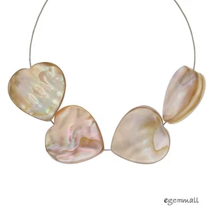 6 Perlmutt Muschel Flach Herz Anhänger Perlen 18mm Natur Beige #75145 - Bild 1 von 1