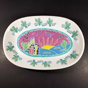 Plato para servir Chaleur Judith Geiger 14" 1987 Southwest Art Cactus - Imagen 1 de 11