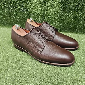 Brooks Brothers Brown Pebble Grain Leather Plain Toe Bluchers Derby Shoes 11 - Picture 1 of 14