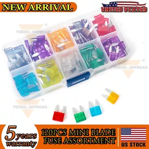 Kit surtido de mini fusibles para automóvil juego de cuchillas automático 120 piezas camión automotriz - Imagen 1 de 8