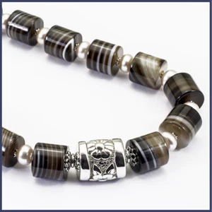 Collana girocollo donna pietre dure naturali agata perle argento Via Condotti - Foto 1 di 5