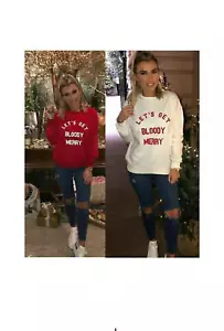 Felpa maglione donna Lets Get Bloody Merry slogan taglie forti (8-16) - Foto 1 di 4