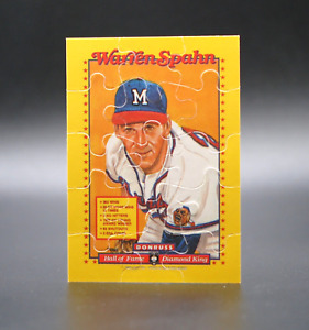1989 Donruss WARREN SPAHN Diamond King Mini Puzzle Card Milwaukee Braves
