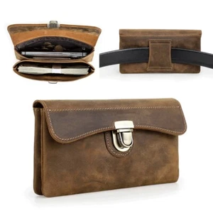 Funda de cuero genuino con clip para cinturón para teléfono celular RFID bolsa de cintura billetera estuche de transporte - Imagen 1 de 13