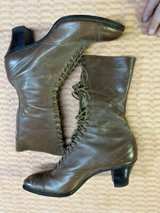 Botas de cuero antiguas para mujer CAMMEYER eduardianas con cordones zapatos victorianos abuela - Imagen 1 de 14