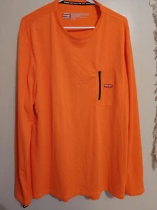 Mens Shirt Wrangler Orange 2Xl Pull over Long Sleeve Pocket Zip Thumb Loops - Picture 1 of 6