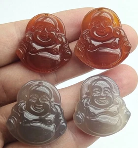 Wholesale 100% Nateral Agate Pure Hand Polished Carving Laughing Buddha Pendant - Picture 1 of 21