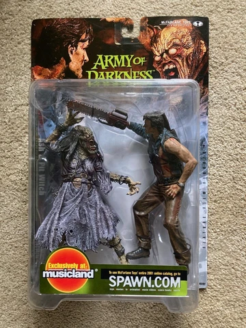 Ash & Pit Witch - McFarlane Toys - Movie Maniacs - 2001 - Evil Dead *NEW IN BOX* Cover