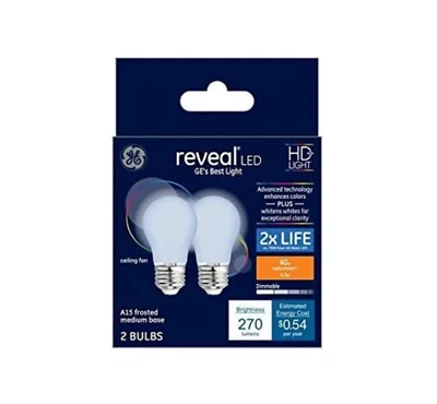 GE 48697 40 Watt Medium Base 40w A15 Light Bulbs BLUE FROST (PACK OF 2) - Image 1 of 3