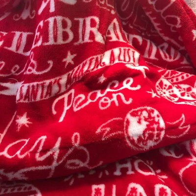 Mainstays Christmas Fleece Throw Blanket 50" x 60" Red With White Holiday Words - Image 1 of 4