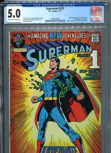 Superman #233 (DC Comics 1971) certificado CGC 5,0 - Cubierta clásica - Imagen 1 de 3