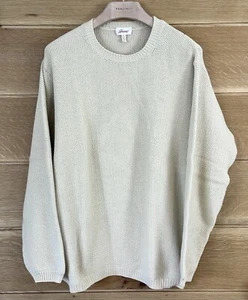 NEW Brioni Hand Knit Cotton Fisherman Crewneck Sweater, 52 Large, Cream - Picture 1 of 7